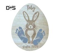 Bunny Easter Footprint Signs My First Easter Keepsake Wooden Easter Milestone Party Decoration for Easter Party