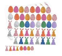 Bunny Easter Stickers 320 Pcs Happy Easter Stickers Decals - Eggs Sticker Colorful Rabbit Easters Shape Seal Stickers for Party Craft Gift Envelopes Decor 1.5 Inch