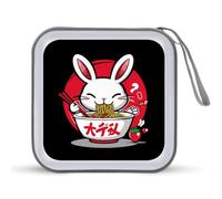 Bunny Eating Ramen Japanese Food CD Case Portable DVD Storage Small CD Holder Organizer for Home Travel