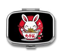 Bunny Eating Ramen Japanese Food Travel Pill Box Portable Pill Organizer Medical Box Pill Case Pill Container for Men Women