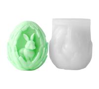 Bunny Egg Mold - Reusable Easter Egg Shaped, Silicone Mold, Easy Release Candle, Making Supplies | Diy Plaster Soap Craft Tool for Holiday Home Decor Art Projects Kids Adults Clay Baking Candy Fondant