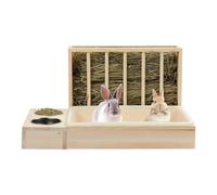 Bunny Feeder, Multi-Level Feeding Organizer Station, Large-Capacity Hay & Pellet Rack for Indoor & Outdoor Cage Use, Premium Wooden Construction, Small Animal Nutrition Support & Daily Care