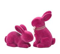 Bunny Figurine - Blurred Christmas Decor Pair | Mantel Showcase with Nested Stand for Tabletop Accent Celebration with Cast Resin Hare Illustrations