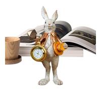 Bunny Figurine - Clock Top Hat Decoration, Cute Easter Rabbit Statue, Wonderland Theme Ornament, Spring Holiday Party Decor, Farmhouse Style Category, Small Resin Rabbit For Desk Shelf