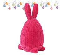 Bunny Figurine - Easter Flocked Table Decoration Animal Sculpture Holiday Party Accessory Workplace Shelf for Home Living Room Decor