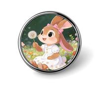 Bunny Floral Carnival Button Pin Round Metal Lapel Pins Badges Classic Cute Brooche Pin Personalized Pinback Button Badges Novelty Funny Enamel Pins for Backpacks Jackets Bags