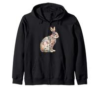 Bunny Floral Easter Day Wildflower Spring Rabbit Girls Women Zip Hoodie
