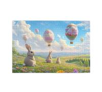 Bunny Floral Egg Hot Air Balloon Easter Wooden Jigsaw Puzzle,500pc | with rich colors clear image quality. It is relaxing and intellectually stimulating. entertainment