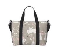 Bunny Floral Large Weekender Bag for Travel, Water-Resistant Duffle Bag, Print Adjustable Shoulder Strap,3-5 Day Overnight Bag for Men Women
