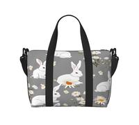 (Bunny Floral) Waterproof Lightweight Hand Travel Bag - Large Carry-On for 3-5 Day Trips | Air Travel, Sports, Weekend Use | Men & Women (1-Pack)
