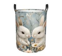 Bunny Flower Hamper Baskets Foldable Fabric Clothes Hampers Storage Organizer Bin for Toys Home Bedroom Decor-S