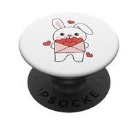 Bunny For Valentine Cute Animals With Hearts PopSockets Adhesive PopGrip