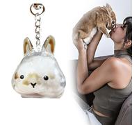 Bunny Fur Keepsake Capsule Pendant,Transparent Bunny Hair Storage Bottle, Bunny Fur Keepsake Keychain, Pet Hair Container Keychain, Pet Memorial Gifts for Loss of Bunny (White-B)
