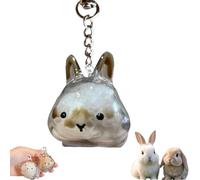 Bunny Fur Keepsake Keychain Clear Pet Hair Storage Container, A Cute Rabbit Memorial Bottle Locket, Dog Hair Keeper Capsule Pendant for Cherished Memories and Pet Dog Hair Storage(#B,1pc)