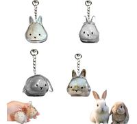 Bunny Fur Keepsake Keychain Clear Pet Hair Storage Container, A Cute Rabbit Memorial Bottle Locket, Dog Hair Keeper Capsule Pendant for Cherished Memories and Pet Dog Hair Storage(#C,4pcs)