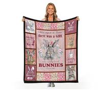 Bunny Gifts for Girls - Rabbit Throw Blanket, Flannel Fleece Ultra-Soft Micro Blanket, Lightweight Cozy Comfort for Bedroom Couch Sofa, Bunny Decor, 50"x40"