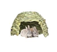 Bunny Grass Hut - Foldable Woven Straw for Rabbits, Guinea Pigs, Chinchillas & Small Pets, Natural Hay Tunnel Hutch & Burrow Shelter, Handmade Straw Pet Nest in S/M/L Sizes
