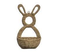 Bunny Hanging Wicker Wall Basket, Rustic Rabbit Wall Planter, Rattan Woven Baskets Easter Bunny Decorations For Indoor Outdoor Garden