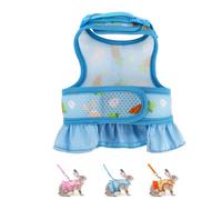 Bunny Harness and Leash,Proof Walking Escape Cute Floral Mesh Vest Breathable Rabbit Clothes for Bunnies, Hiking, Training for Ferret Kitten Puppy Small Pet Harness Blue S