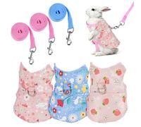 Bunny Harness and Leash Set for Rabbits & Small Pets - 3-Piece Escape-Proof Rabbit Harness with Adjustable Clothes (Light Pink/Pink/Light Blue) - Soft Bunny Leash for Guinea Pigs, Ferrets & More