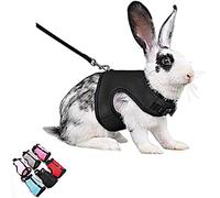 Bunny Harness and Leash Set, Rabbit Vest Hamster Leash Mesh Eescape Proof Walking Training for Small Animal Pets Rat Squirrel Ferret Guinea Pig Bunny,Black S