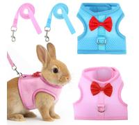 Bunny Harness and Leash Soft Adjustable Rabbit Harness and Leash Set Escape-Proof with Safety Buckles Pets Stuff for Rabbits Kittens Guinea Pigs, S Size