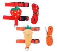 Bunny Harness and Leash2Pcs Cat Harness and Leash, Cute Adjustable Rabbit and Leash Set, Carrot Strawberry Pet Supplies for Rabbit, Kitten, & Small Animals and Set