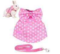 Bunny Harness and Set, Escape Proof Small Pet Vest, Breathable Mesh Outfit with Bow Style, Soft Cotton Fabric with Safety Build, Bunny Ferret for Outdoor Travel