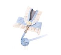 Bunny Harness Lace Floral Escape Proof Harness and Leash Set，Blue | Escape Proof Design, Adjustable Fit, Breathable Mesh Lining, Magic Tape & Safety Buckle, Includes Leash