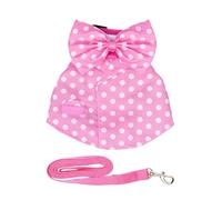Bunny Harness With Bowtie & | Adjustable Escape-Proof Vest, S/M Sizes | Gentleman Suit Style For Rabbits, Kittens, Small Pets | Pink Walking Lead For Medium Mammals