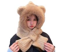 Bunny Hat Adult Bear Hat - Beanie with Rabbit Ears Cute Winter Hat Bear Scarf, Teddy Bear Costume, Bear Hood for Kids, Women, Youth, Older, Winter