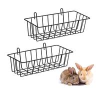Bunny Hay Feeder - 2 Piece Metal Door for Small Animals | Hay Feeding Basket with Hook Holder, Cage Accessory for Porcelain Ferrets