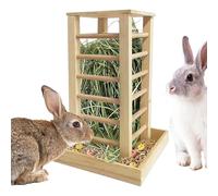 Bunny Hay Feeder - Easy Natural Wood Hay Rack, Refill Design, Small Animal Feeding Container, Multi Species Pet Dining Organizer | For Guinea Pigs Dwarf Rabbits Ferrets Chinchillas Hamster Hedgehogs