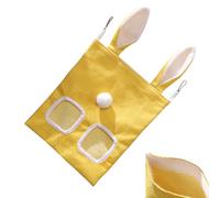 Bunny Hay Feeder - Large Capacity Hay Feeding Bag for Small Animals | Forage Storage Dispenser, Easy to Hover Leak-Proof Design for Hamsters, Rabbits, Chinchillas, Pet Cage Accessories, 42x25cm Yellow