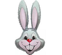 Bunny Head 35" Grey Super Shape Foil Balloon Flexmetal Easter Party Decoration