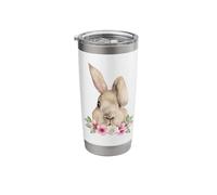 Bunny Head with Flowers Watercolor Easter Rabbit Stainless Steel Insulated Tumbler