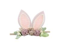 Bunny Headband Bunny Rose Ears Easter Headbands Baby Girls Flower Crown Spring Bunny Headbands, E, FREE SIZE