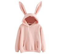 Bunny Hoodie Bunny Ear Solid Kawaii Hoodie with Ears Bunny Hoodie with Ears Long Sleeve Animal Hoodies for Teens Cute 2024 New