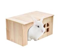 Bunny House - Wooden Habitat Castle with Window Door - Ventilated Bunny Castle,for Ferret Resting Playing Sleeping Hamster Gerbil Chinchilla Hedgehog