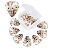 Bunny Hug Guitar Picks 12 Pack Personalized Plectrums with Organizer Storage Box, Colorful Celluloid Guitar Plectrum Includes Thin, Medium, Heavy Picks for Acoustic Guitar Bass Picks