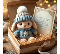 Bunny Hugs In Box, Mini Bunny Hug Cute Easter Gift, A Little Bundle Of Love & Comfort, Mini Soft Pocket Rabbit Toy, Stuffed Animal Bunny Doll With Inspirational Card, Cute Bunny Stuffed (Blue)