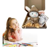 Bunny Hugs in Box, Mini Cute Bunnies, Handmade Plush Pocket Hug Rabbit Doll, Emotional Support Positive Crochet Bunny, Suitable for Valentine's Day, Easter, Birthdays