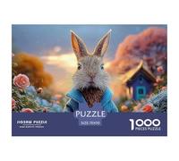 Bunny in A Blue Coat Peter Rabbit Standing 1000 Pieces Eco-friendly Paper Puzzle Jigsaw Puzzle Set Bunny Impossible Hard Difficult Family Game Jigsaw As Birthday Gifts 70x50cm/1000pcs