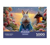 Bunny in A Blue Coat Peter Rabbit Standing 1000 Pieces Eco-friendly Paper Puzzle Premium Jigsaw Puzzle Bunny Impossible Hard Difficult Birthday Toy Puzzles For Home Decoration 70x50cm/1000pcs