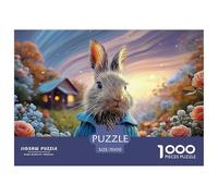 Bunny in A Blue Coat Peter Rabbit Standing 1000 Pieces Eco-friendly Paper Sturdy Cardboard Jigsaw Puzzle Set Rabbit Impossible Hard Difficult Birthday Toy Jigsaw As Birthday Gifts 70x50cm/1000pcs