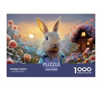 Bunny in A Blue Coat Peter Rabbit Standing 1000 Pieces Eco-friendly Paper Sturdy Cardboard Jigsaw Puzzle Set Bunny Impossible Hard Difficult Birthday Toy Jigsaw For Adults And Kids 52x38cm/1000pcs
