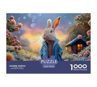 Bunny in A Blue Coat Peter Rabbit Standing 1000 Pieces Extra-thick Cardboard DIY Jigsaw Puzzle Rabbit Challenging And Educational Creative Game Jigsaw For Home Decoration 70x50cm/1000pcs