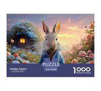 Bunny in A Blue Coat Peter Rabbit Standing 1000 Pieces Extra-thick Cardboard Jigsaw Puzzle Bunny Impossible Hard Difficult Family Game Jigsaw For Home Decoration 52x38cm/1000pcs