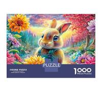 Bunny in A Colorful Flower Field 1000-Piece Jigsaw Puzzle Cute Rabbit Educational Toy for Kids Age 12+ & Adults 52x38cm/1000pcs