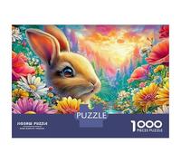 Bunny in A Colorful Flower Field 1000Pc Jigsaw Puzzle Lucky Rabbit Premium Quality, Great for Adults & Kids 70x50cm/1000pcs